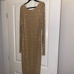 Fashion Nova Jeweled Long Sleeve Dress